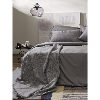 картинка Комплект постельного белья из премиального сатина серого цвета из коллекции Essential от магазина Tkano