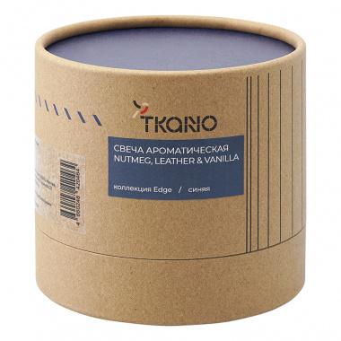 картинка Свеча ароматическая с деревянным фитилём Nutmeg, Leather & Vanilla из коллекции Edge, синий от магазина Tkano
