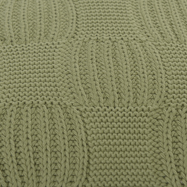 картинка Подушка из хлопка рельефной вязки травянисто-зеленого цвета из коллекции Essential, 45х45 см от магазина Tkano