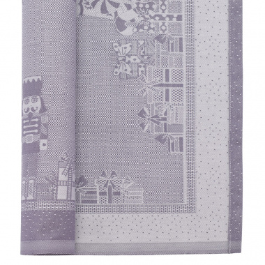 картинка Салфетка сервировочная из хлопка фиолетово-серого цвета с жаккардовым  рисунком Щелкунчик из коллекции New Year Essential от магазина Tkano