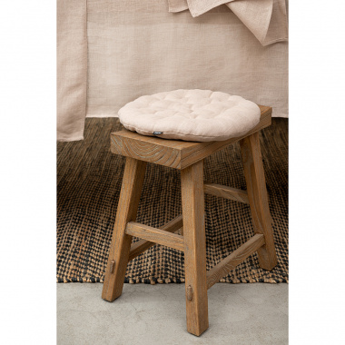 картинка Подушка на стул круглая из стираного льна бежевого цвета из коллекции Essential от магазина Tkano