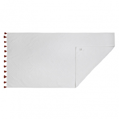 картинка Полотенце банное белое, с кисточками цвета красной глины из коллекции Essential от магазина Tkano