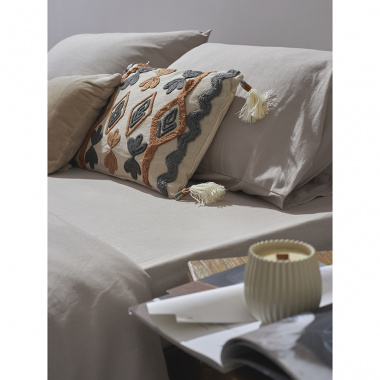 картинка Простыня изо льна и хлопка серо-бежевого цвета из коллекции Essential от магазина Tkano