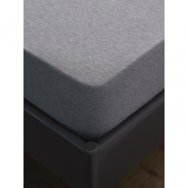 картинка Простыня на резинке из хлопкового трикотажа серого цвета из коллекции Essential от магазина Tkano