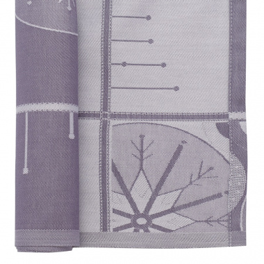 картинка Салфетка сервировочная из хлопка фиолетово-серого цвета с жаккардовым рисунком Ледяные узоры из коллекции New Year Essential от магазина Tkano