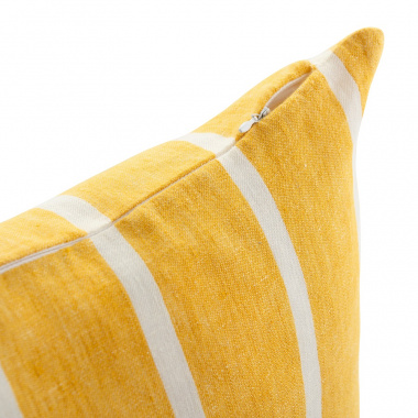 картинка Чехол на подушку декоративный в полоску горчичного цвета из коллекции Essential от магазина Tkano