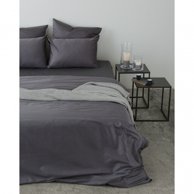 картинка Комплект постельного белья из сатина темно-серого цвета из коллекции Wild от магазина Tkano