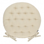 Изображение: Подушка на стул круглая из хлопка бежевого цвета из коллекции Essential
