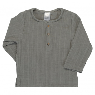 картинка Рубашка из хлопкового муслина серого цвета из коллекции Essential от магазина Tkano