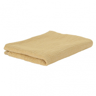 картинка Одеяло из жатого хлопка горчичного цвета из коллекции Essential от магазина Tkano