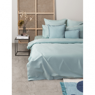 картинка Комплект постельного белья из сатина голубого цвета из коллекции Essential от магазина Tkano