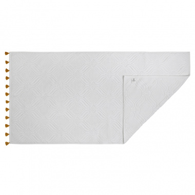 картинка Полотенце банное белое, с кисточками цвета карри из коллекции Essential от магазина Tkano