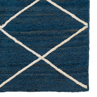 картинка Ковер из джута темно-синего цвета с геометрическим рисунком из коллекции Ethnic от магазина Tkano