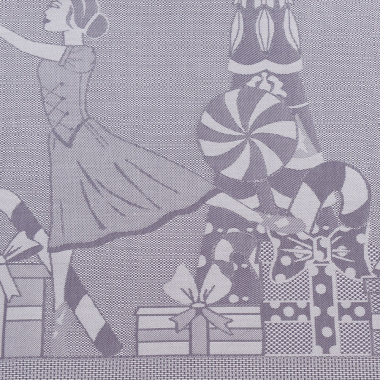 картинка Скатерть из хлопка фиолетово-серого цвета с жаккардовым  рисунком Щелкунчик из коллекции New Year Essential от магазина Tkano