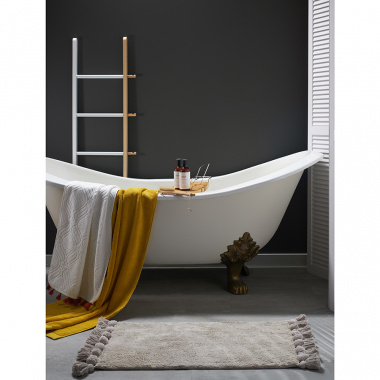 картинка Коврик для ванной ворсовый с кисточками светло-серого цвета из коллекции Essential от магазина Tkano