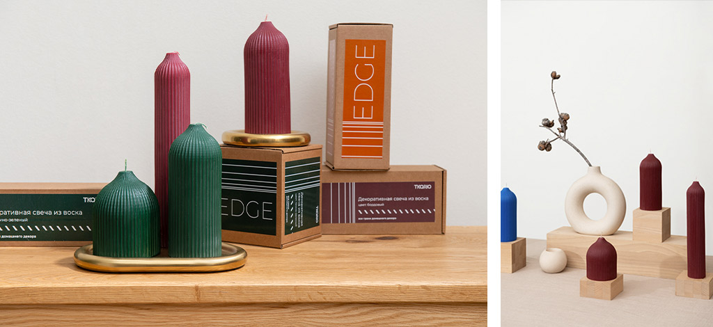 На фото: декоративные свечи Tkano из коллекции Edge.