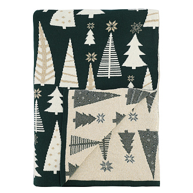 картинка Плед из хлопка с новогодним рисунком Whitewood из коллекции New Year Essential от магазина Tkano