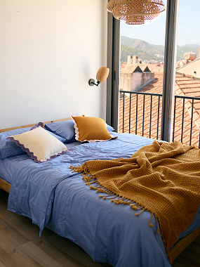 картинка Комплект постельного белья из премиального сатина сиреневого цвета из коллекции Essential от магазина Tkano