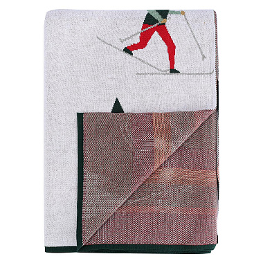 картинка Плед из хлопка с новогодним рисунком Let's Ski из коллекции New Year Essential, 130x180 см от магазина Tkano