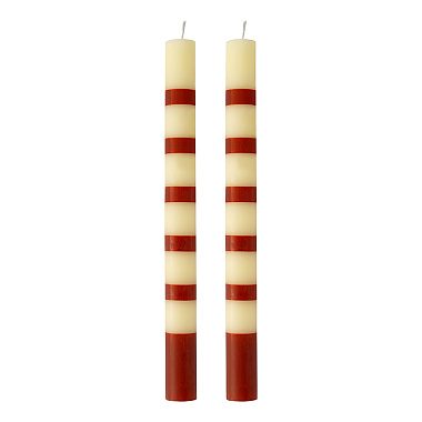 картинка Набор из двух свечей в полоску терракотового цвета из коллекции Stripes, 25см от магазина Tkano