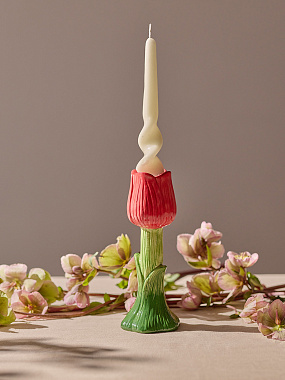 картинка Подсвечник Floret красного цвета из коллекции Blossom, 18 см от магазина Tkano