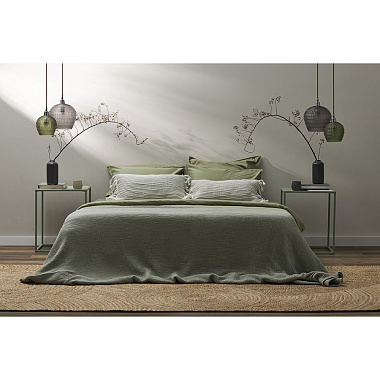 картинка Набор из двух наволочек из сатина цвета шалфея с брашинг-эффектом из коллекции Essential от магазина Tkano