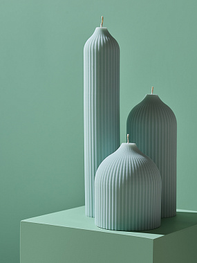 картинка Свеча декоративная мятного цвета из коллекции Edge, 16,5 см от магазина Tkano