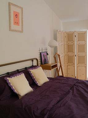 картинка Чехол на подушку с контрастным кантом сиреневого цвета из коллекции Trendy Ruffles, 40х40 см от магазина Tkano