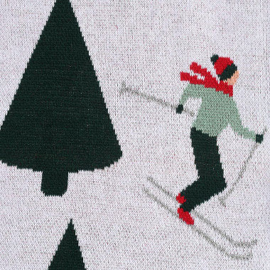 картинка Плед из хлопка с новогодним рисунком Let's Ski из коллекции New Year Essential от магазина Tkano