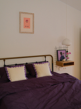 картинка Чехол на подушку с контрастным кантом сиреневого цвета из коллекции Trendy Ruffles, 40х40 см от магазина Tkano