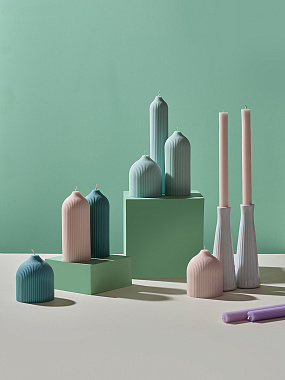 картинка Свеча декоративная бежево-розового цвета из коллекции Edge, 10,5 см от магазина Tkano