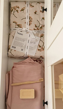 картинка Комплект постельного белья из премиального сатина цвета пыльной розы из коллекции Essential от магазина Tkano