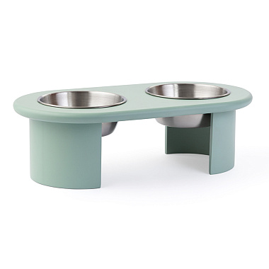 картинка Миска двойная на подставке Плато мятного цвета из коллекции Pets Essential от магазина Tkano