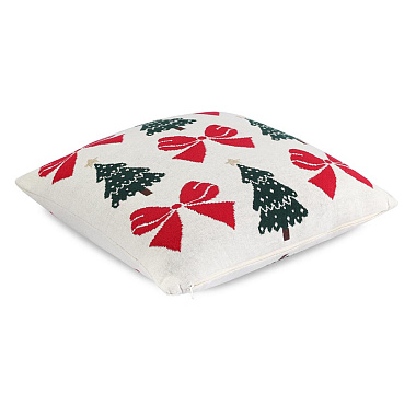 картинка Подушка вязаная с новогодним рисунком Christmas Bows из коллекции New Year Essential от магазина Tkano