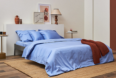 картинка Комплект постельного белья из премиального сатина сиреневого цвета из коллекции Essential от магазина Tkano