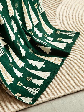 картинка Плед из хлопка с новогодним рисунком Whitewood из коллекции New Year Essential от магазина Tkano