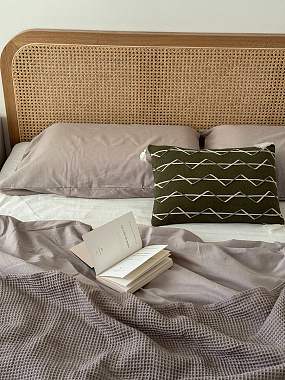 картинка Плед из шерсти бежево-серого цвета из коллекции Essential от магазина Tkano