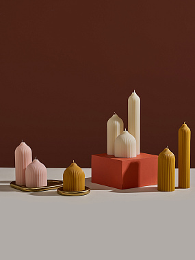 картинка Свеча декоративная цвета карри из коллекции Edge, 16,5см от магазина Tkano