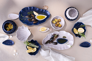 картинка Блюдо сервировочное Clams синего цвета из коллекции Sea treasures от магазина Tkano
