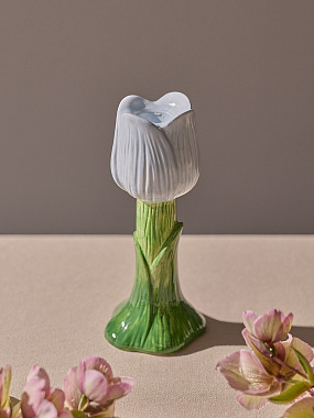 картинка Подсвечник Floret голубого цвета из коллекции Blossom, 20 см от магазина Tkano