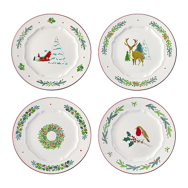 картинка Набор из четырех тарелок Nordic winter из коллекции New Year Essential, Ø23 см от магазина Tkano