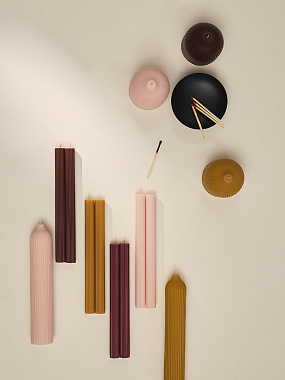 картинка Свеча декоративная бежево-розового цвета из коллекции Edge, 10,5 см от магазина Tkano