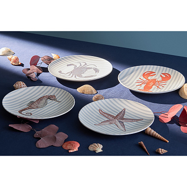 картинка Набор из четырех тарелок Aquarium из коллекции Sea treasures, Ø21,5 см от магазина Tkano