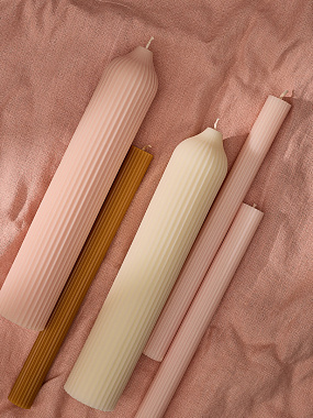 картинка Свеча декоративная бежево-розового цвета из коллекции Edge, 25,5 см от магазина Tkano