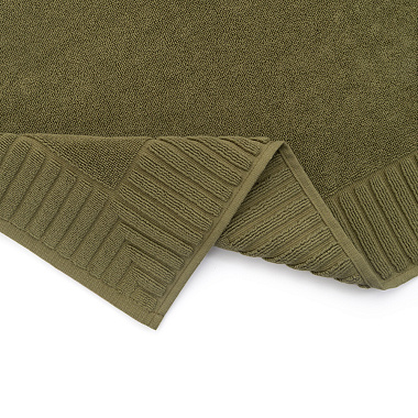 картинка Коврик для ванной с фактурным бортиком оливкового цвета из коллекции Essential от магазина Tkano