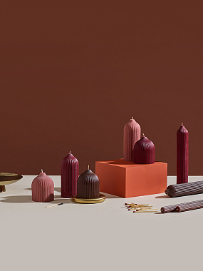 картинка Свеча декоративная бордового цвета из коллекции Edge, 25,5см от магазина Tkano