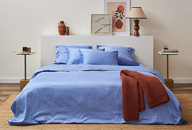 картинка Комплект постельного белья из премиального сатина сиреневого цвета из коллекции Essential от магазина Tkano