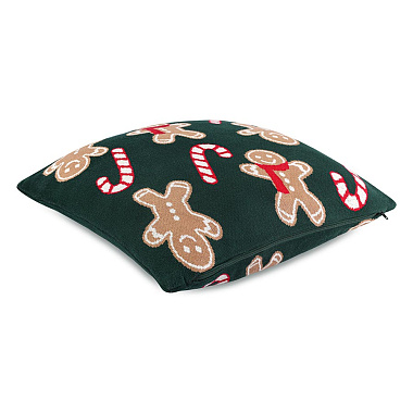картинка Подушка вязаная с новогодним рисунком Gingerman из коллекции New Year Essential, 45x45 см от магазина Tkano