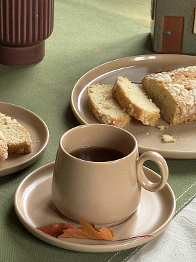 картинка Набор из двух чайных пар бежевого цвета из коллекции Essential, 250 мл от магазина Tkano