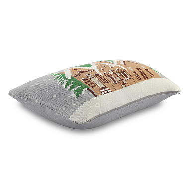 картинка Подушка вязаная с новогодним рисунком Christmas Village из коллекции New Year Essential, 40x60 см от магазина Tkano